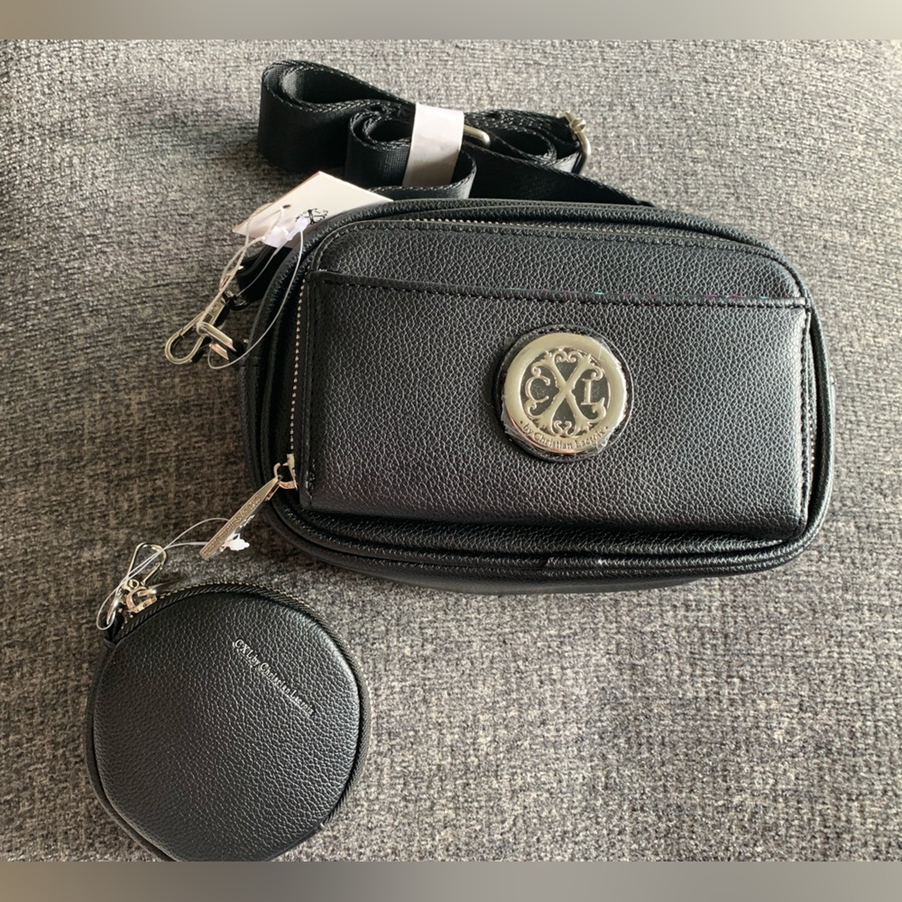 CXL by Christian LaCroix Black Pebble Camera Bag Crossbody Style Handbag NWT🌴 - Picture 3 of 11